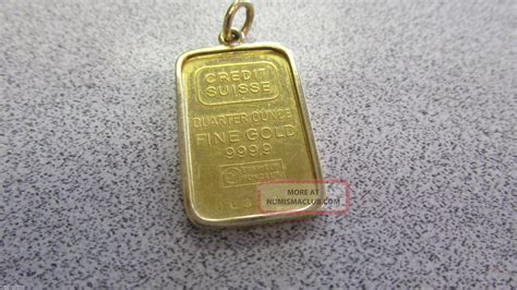 gold bar credit suisse  fine gold bar pendant quarter ounce