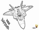 Coloring Airplane 22 Airplanes F22 Raptor Paper Jets Sheet Military Yescoloring Fierce sketch template
