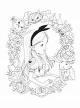 Alice Wonderland Coloring Pages Disney Colouring Book Para Colorir Wunderland Adult Print Im Fabiana Attanasio Printable Drawing Sheets Books Balão sketch template