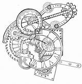 Clock Zentangle Gears Punk Sketch Disegni Sherry Ec0 Clockwork Tangle Idee sketch template