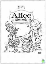 Alice Coloring Wonderland Dinokids Disney Close sketch template
