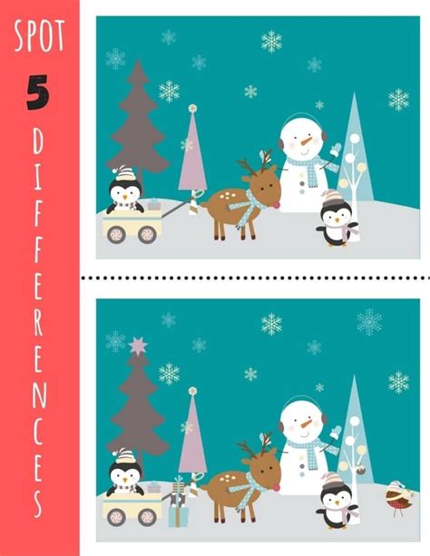 christmas spot  difference  printable kids activity zone