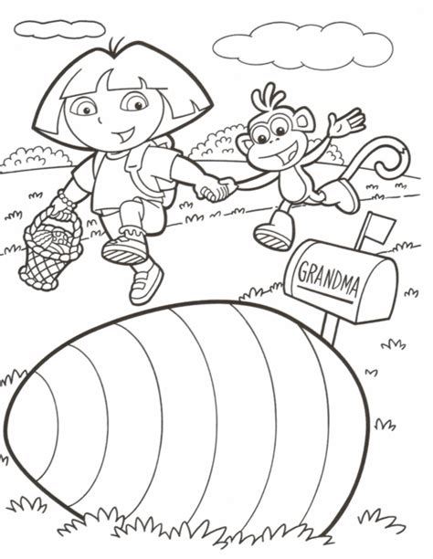 easter colouring dora easter colouring page