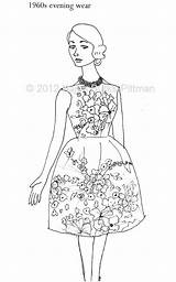 Coloring Pages Fashion Girl Etsy Clever Embroidery Patterns Drawn Hand Colorworks 1960s Adult Choose Board Children sketch template