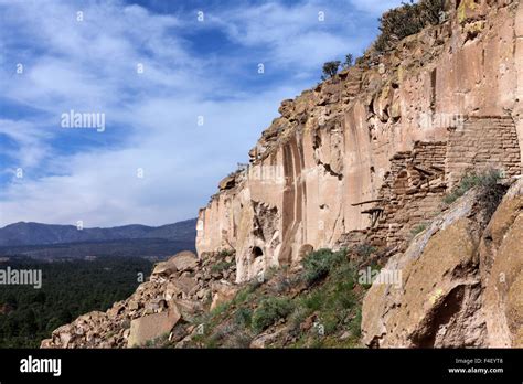 santa clara pueblo  mexico usa puye cliff dwellings stock photo