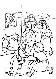 jesus rides donkey  jerusalem coloring page  palm sunday