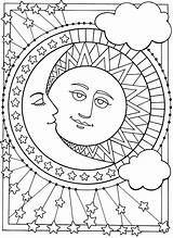 Coloring Moon Sun Pages sketch template