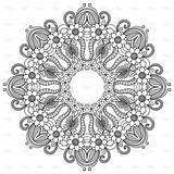 Mandala Henna Mehndi Style Vector Tatoo Istockphoto Coloring sketch template