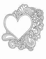 Coloring Hearts Heart Pages Flowers Printable Flower Color Print Adults Kids Mandala Easy Book Colouring Adult Sheets Valentines Valentine Angel sketch template