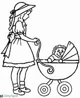 Coloring Pages Children Carriage Baby Girl sketch template
