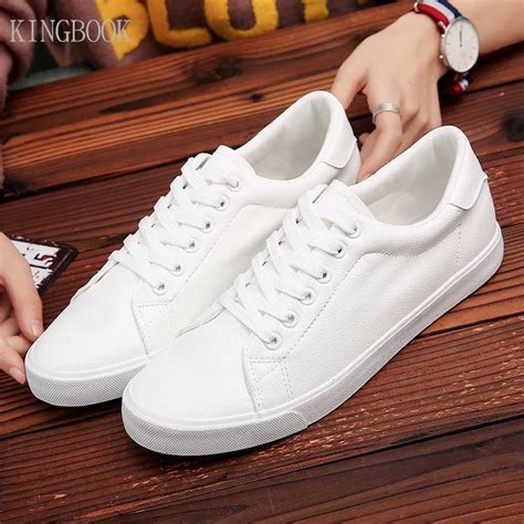 mens pure white leather sneaker sports leisure board shoes lace  men