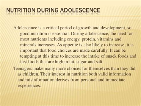 nutrition and adolescence