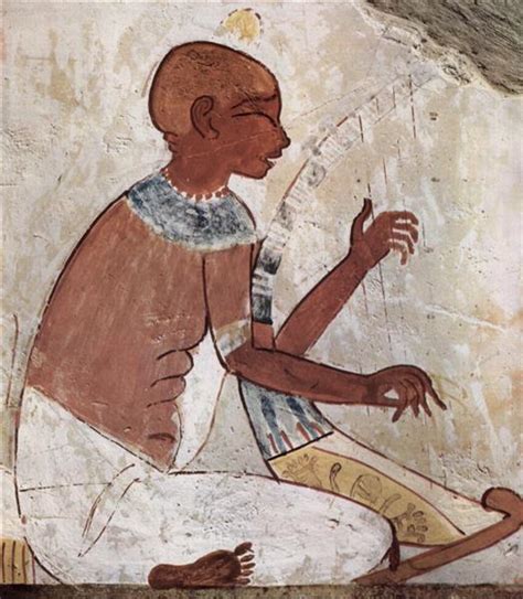 A Mural Of A Blind Musician Playing A Harp From The Tomb Of The