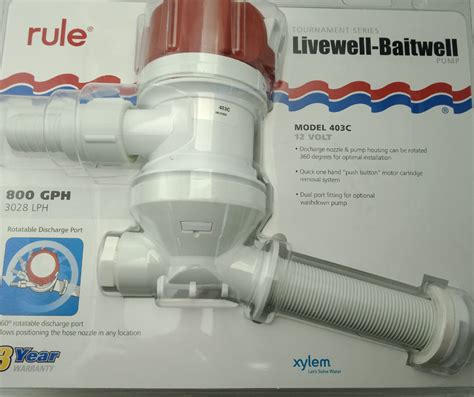 livewell baitwell rule  gph bait tank pump angled cartridge motor  grab  tackle