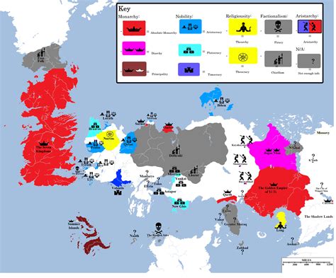 Map Of System Of Governments In The Game Of Thrones World