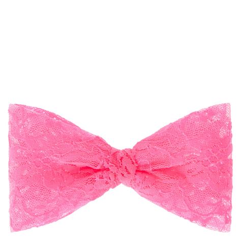 large neon pink lace hair bow icing