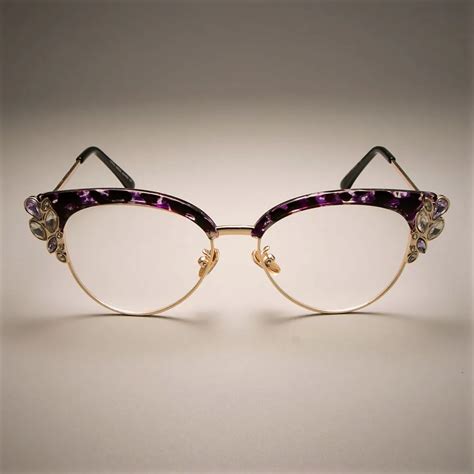 ccspace gorgeous ladies cat eye shiny rhinestones glasses frames for