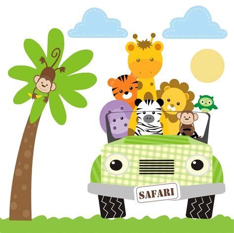 adesivo infantil zoo safari animais  quartinho decorado