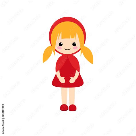 simple vector of little red riding hood standing with her red dress and