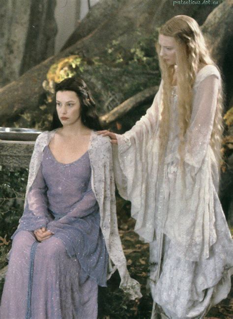 liv tyler and cate blanchette as arwen and galadriel in a cut scene from the lord of the rings