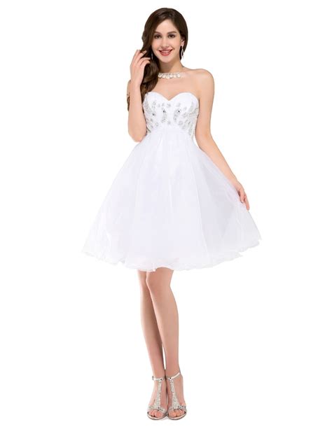 white short prom dresses 2016 new arrival elegant sweetheart neck