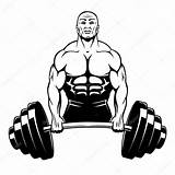 Vector Bodybuilder Muscle Man Illustration Stock Barbell Weights Mssa Depositphotos sketch template