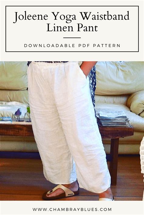 Joleene Yoga Waistband Linen Pant Pdf Pattern Chambray Blues Sewing