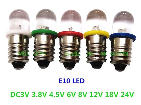 5pcs E10 Led Bulb E10 Dc 3v 3 8v 4 5v 6v 8v 12v 18v 24v Instrument Bulb