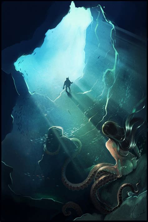 deep blue sea  gaudibuendia  deviantart fantasy illustration