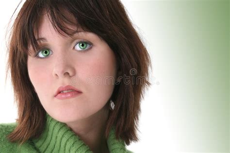 Close Up Of Beautiful Teen Girl With Green Eyes Royalty