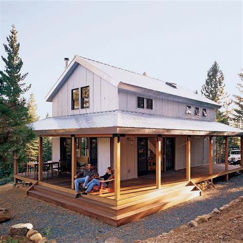 remote cabin inspired  forest service metal building homes building  house pole barn homes