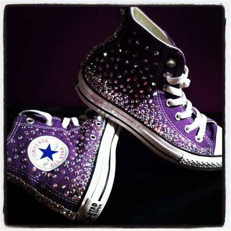 Swavorski Converse Purple Shoes All Stars Converse Purple Feet