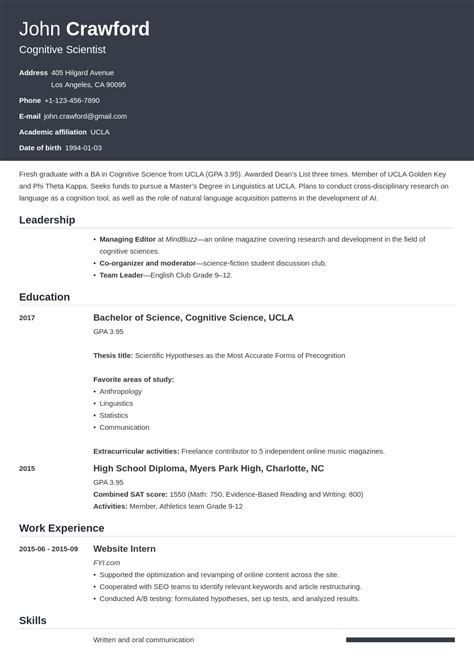 resume  scholarship application   template examples