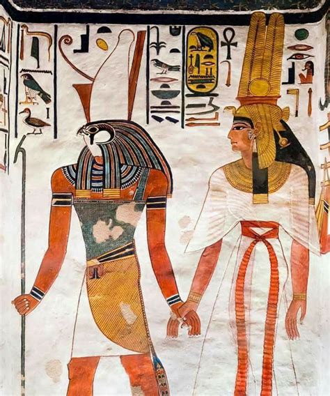 Queen Nefertari Being Led By The God Horus On Her First