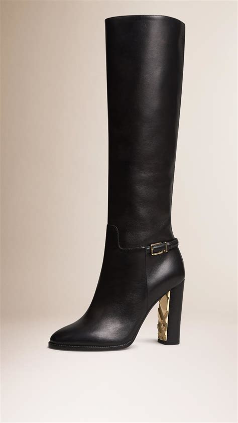 burberry knee high leather boots  black lyst