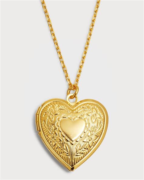 gold electroplate chain necklace  heart locket pendant lupon