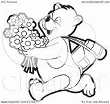 Flowers Outline Bear Illustration Coloring Clipart Running Happy Royalty Rf Lal Perera sketch template