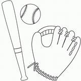 Baseball Coloring Glove Ball Bat Pages Sports Printable Softball Mitt Outline Clipart Cartoon Template Cliparts Print Father Activity Fathers Kids sketch template