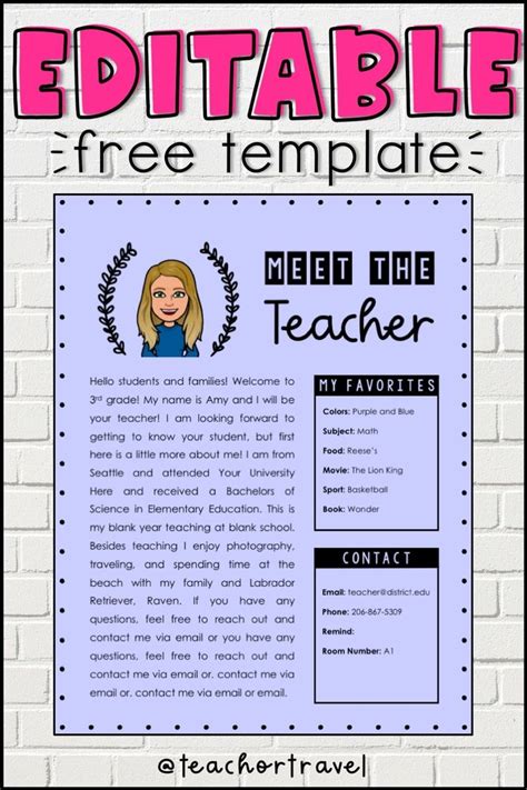 meet  teacher letter editable digital  print template letter