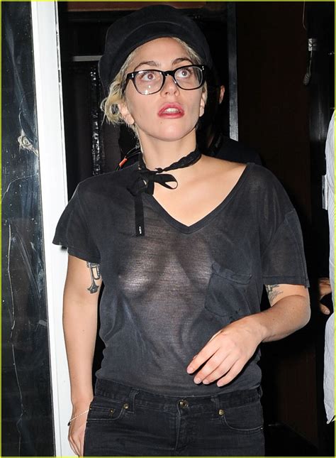 lady gaga goes braless in sheer shirt while leaving the