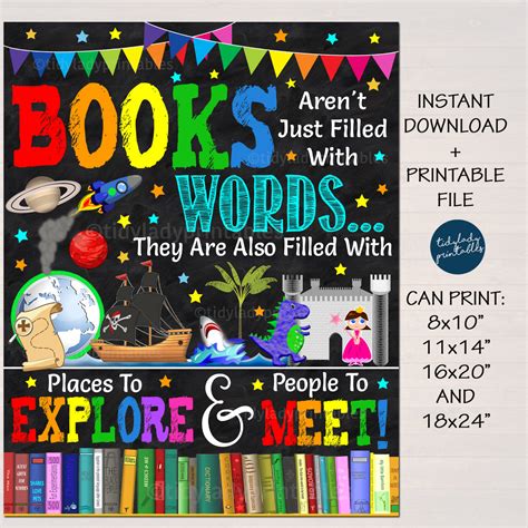 classroom school library books poster tidylady printables