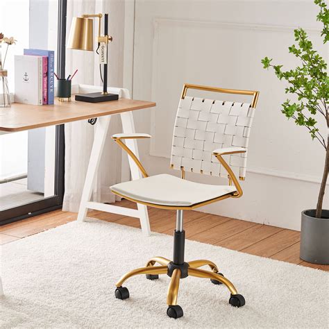 luxmod mid  office chair  armrest white adjustable swivel chair  durable vegan