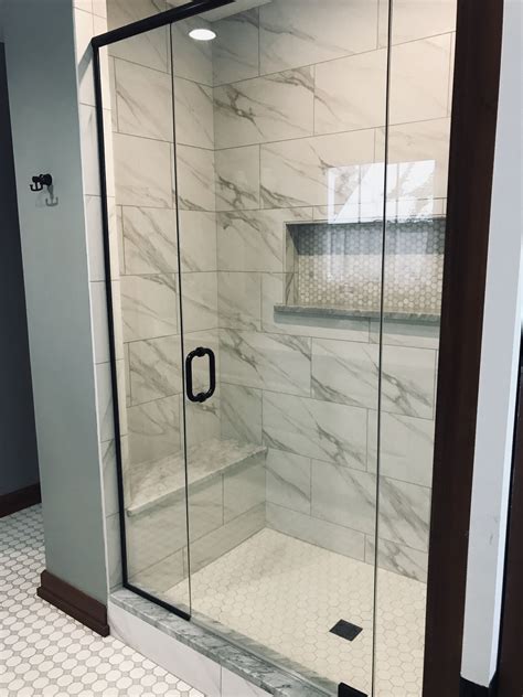 master bath shower with seat bench and mosaic niche master bath