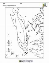 Coloring Color Worksheets Printable Number Fish Arapaima Pages Math sketch template