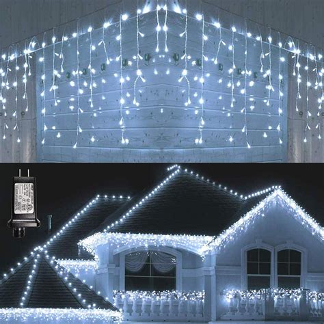 lyhope led icicle lights  led ft  modes  voltage icicle string lights   drops