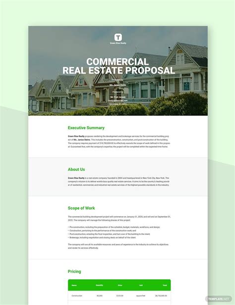 commercial real estate lease proposal template google docs word