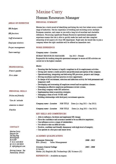 hr resume templates  freshers experienced wisestep