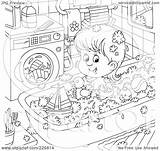 Playing Outline Girl Tub Clipart Coloring Toys Illustration Royalty Rf Bannykh Alex sketch template
