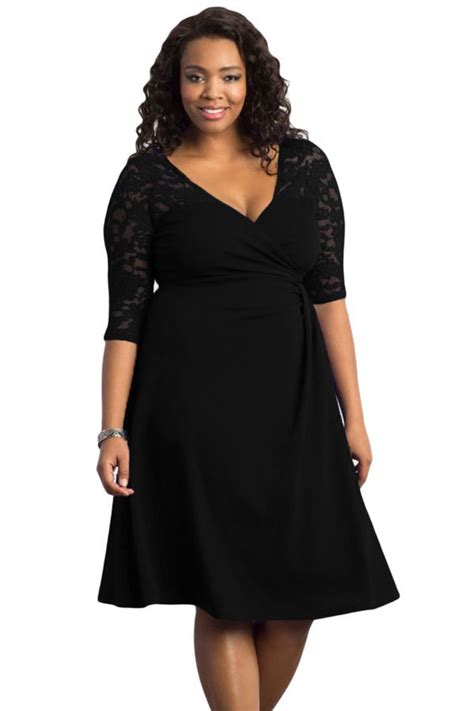 Cheap Black Trendy Lace Plus Size Womens Dresses Online