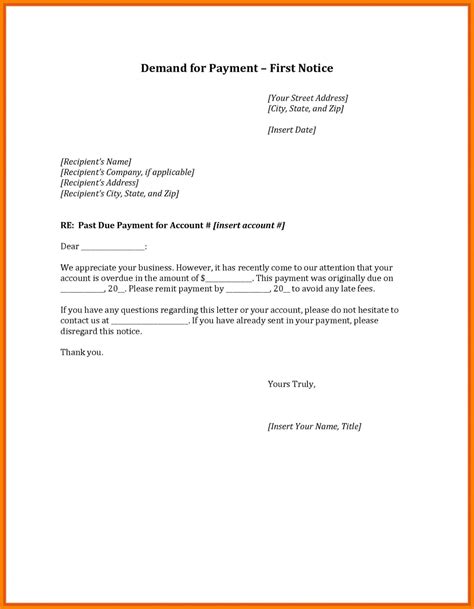 final demand  payment letter template resume letter